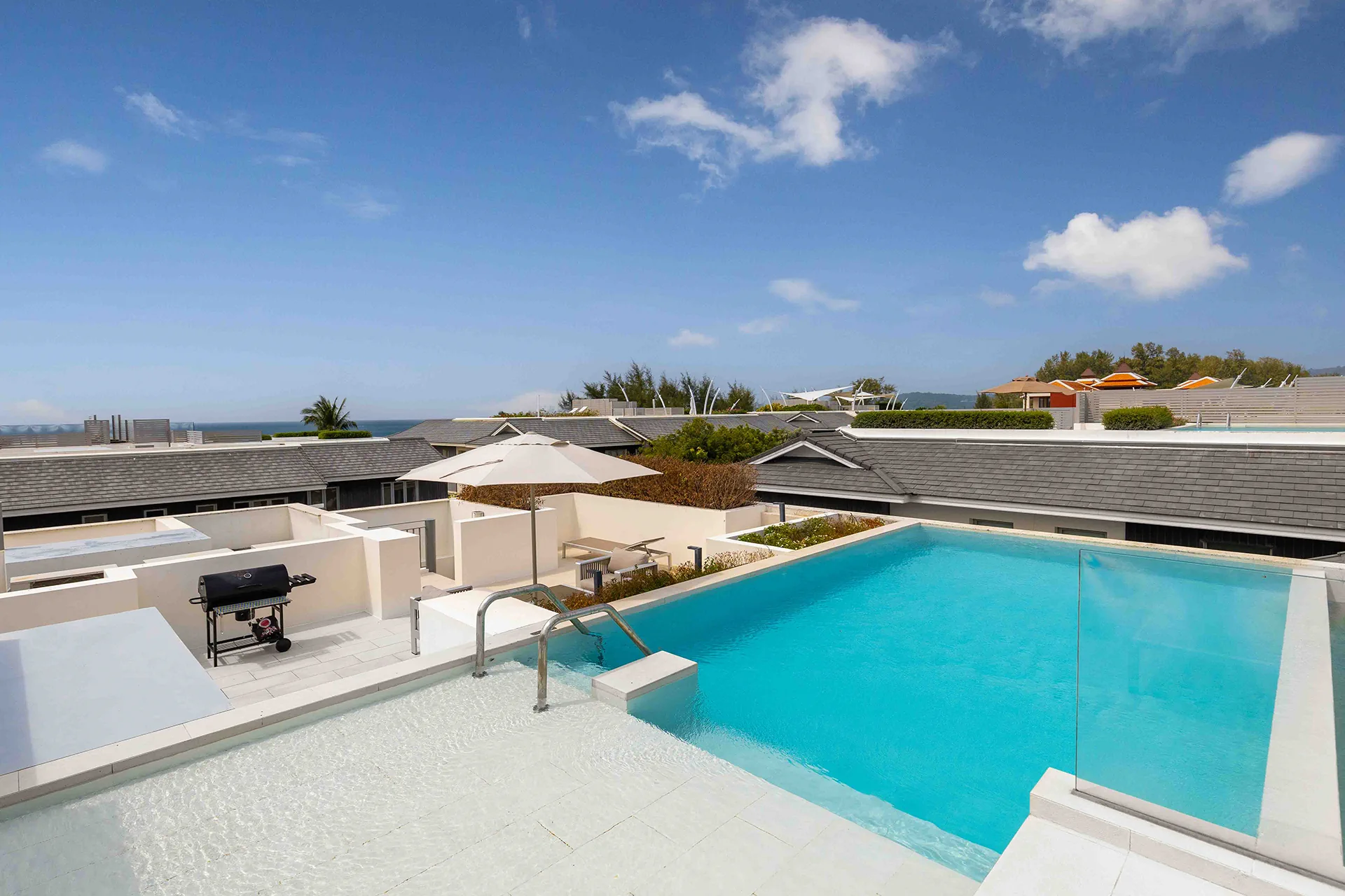 The penthouse’s private rooftop pool and terrace